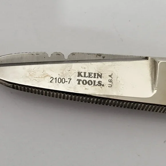 Klein Tools 2100-7 Electricians Scissors Knife and 5187 Leather Pouch Set USA - Picture 7 of 8
